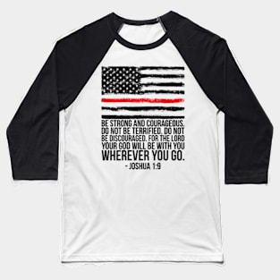 Thin Red Line Firefighter Fireman Bible Verse On Back Baseball T-Shirt